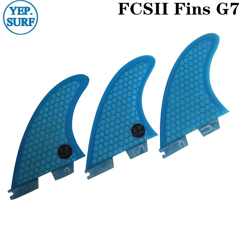 Blue G7 Плавники для серфинга FCS2 G3/G5/G7, сотовые плавники для серфинга с тремя плавниками, набор fcs плавников из стекловолокна - Цвет: Blue G7