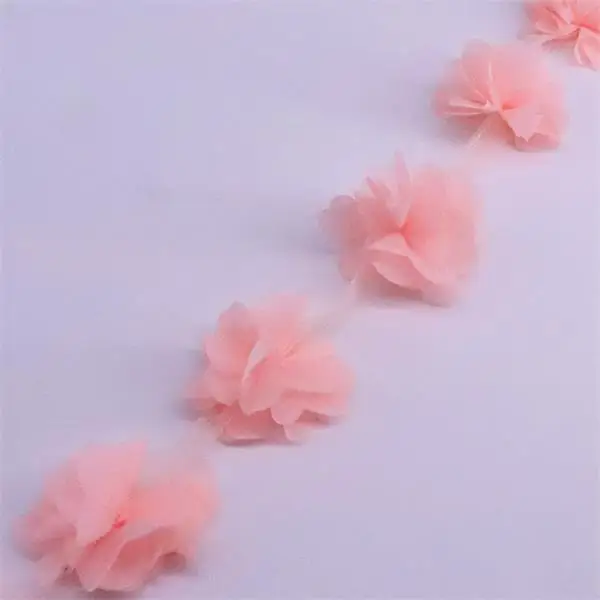peach H628 11-12 шт 6 см цветы 3D шифон кластер Цветы Кружева платье украшение кружевная ткань аппликация отделка Швейные принадлежности - Цвет: peach