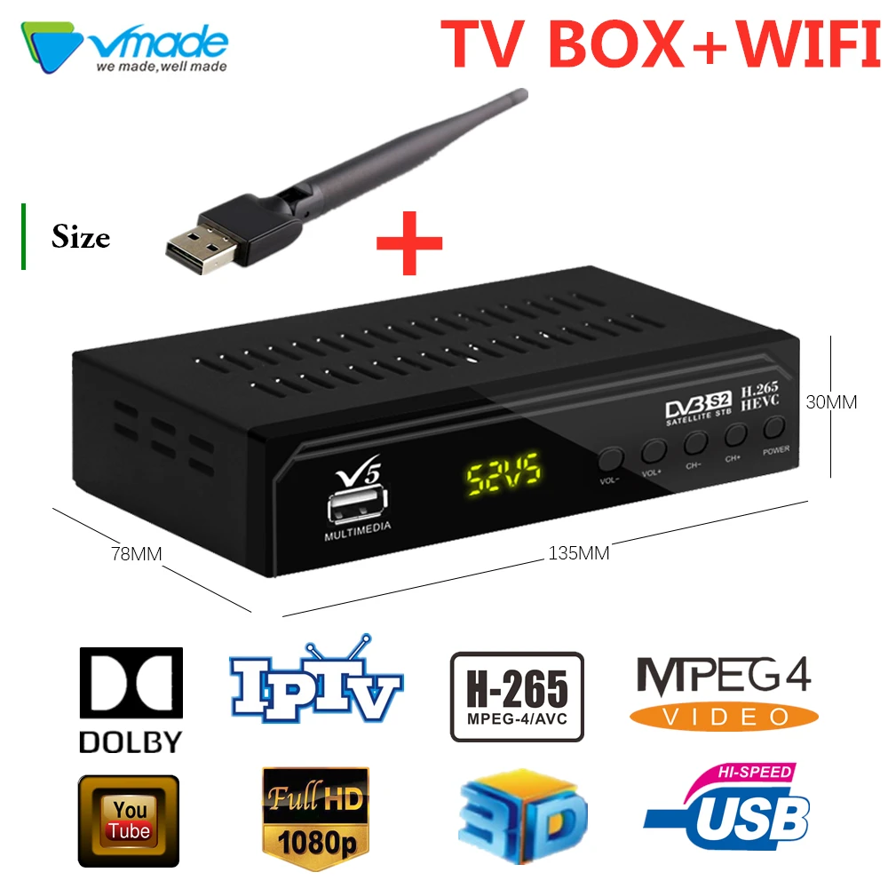 Специально для Испании hd 1080p DVB-S2 h.265/hevc цифровой спутниковый ресивер Поддержка youtube dolby cccam iptv телеприставка+ USB wifi