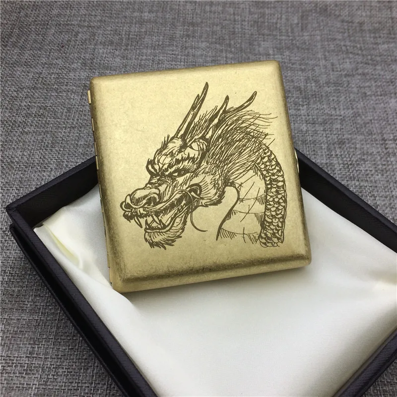 Dragon Персонализированные Летающий орел медный футляр для сигарет мужские металлические сигареты коробки лазерная гравировка коробка для хранения дыма Орел - Цвет: Dragon