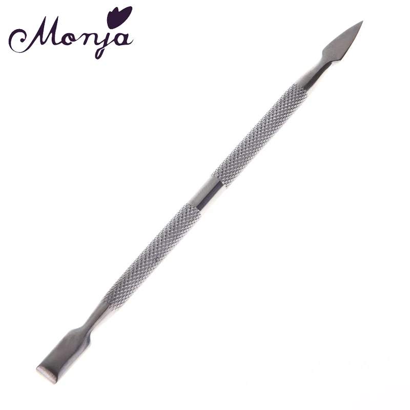 Monja двойной конец серебро из нержавеющей стали дизайн ногтей кутикулы толкатель