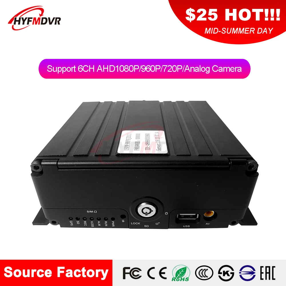 6-канальный AHD 1080P двухмегапиксельная SD карта монитор хост мобильный DVR пожарная