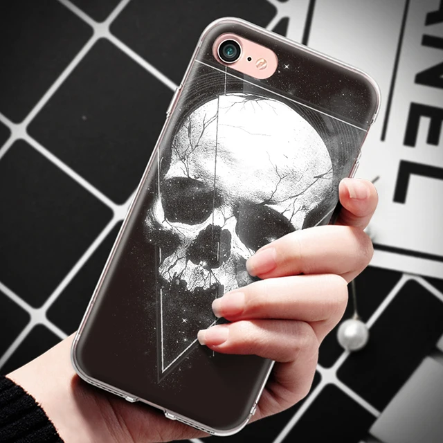 Для Iphone 4, 4S, 5, 5S, SE, 6, 6 S, 7, 8 Plus, X, XR, XS Max, TPU, мягкая задняя крышка, крутой, персональный, уличный, с рисунком черепа, силиконовый чехол для телефона