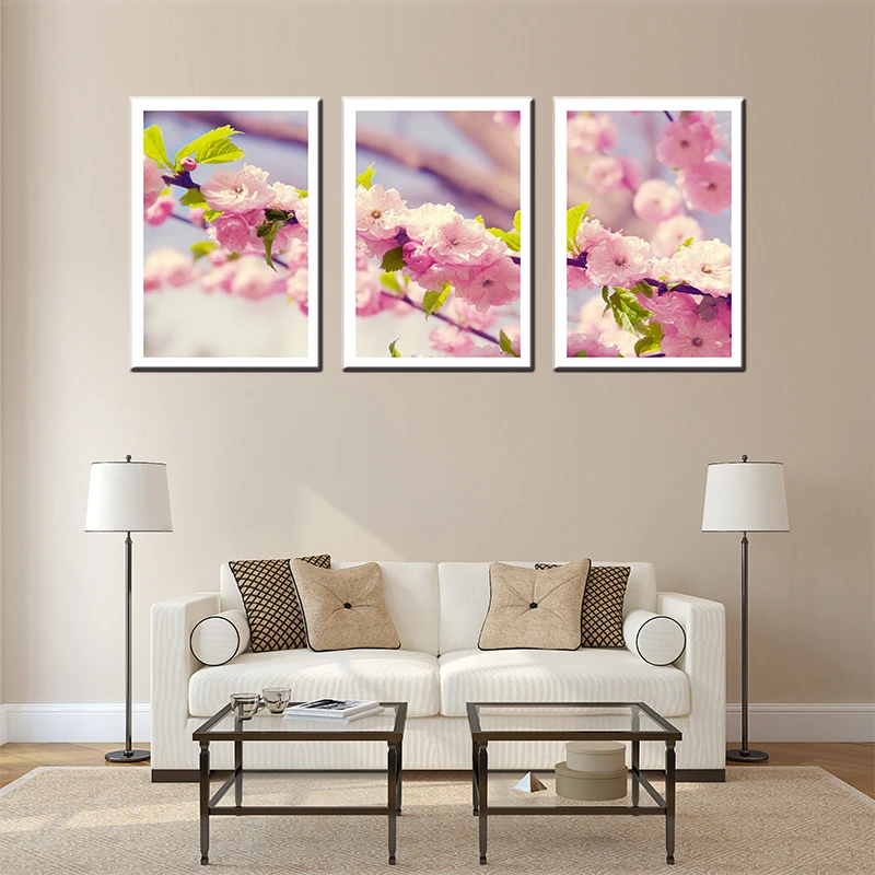 3 шт. картина маслом на холсте с цветами персика|canvas oil painting|living room wall artwall art |