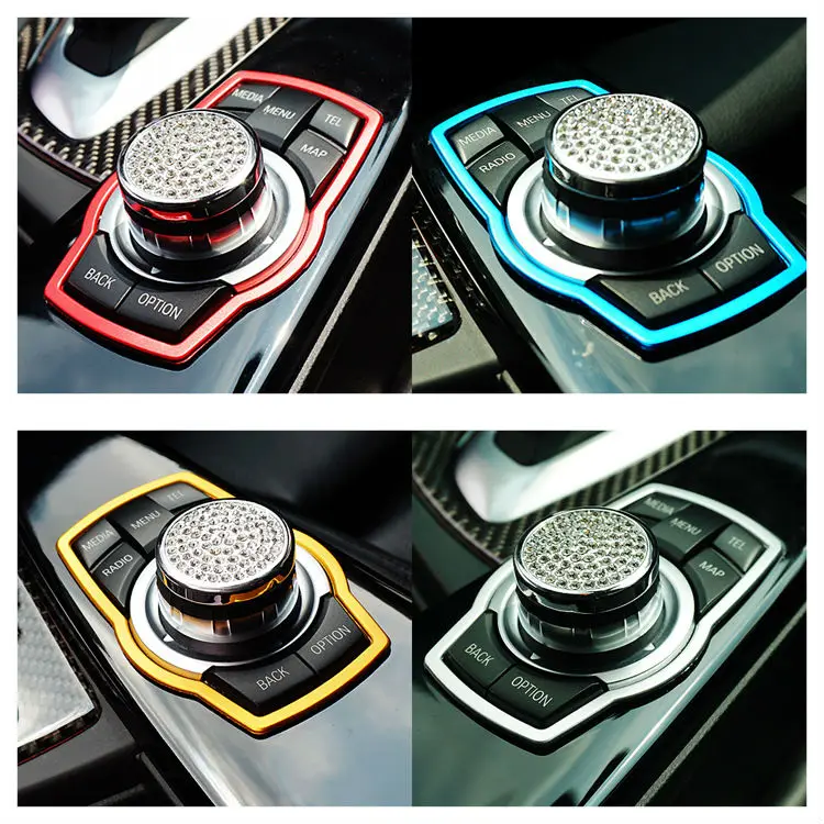 

Internal Mulimedia Button Sticker Decorate Metal Decal Frame Fit For BMW Series 1/3/5 X5