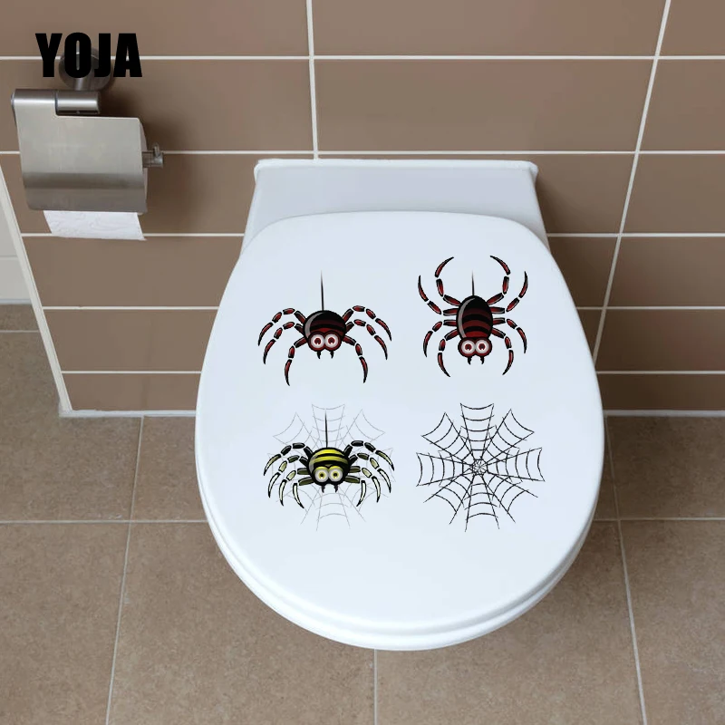 

YOJA 23.3X22.7CM Creative Wall Sticker Toilet Decal Bedroom Home Decor Cute Cartoon Spider Web T5-1260