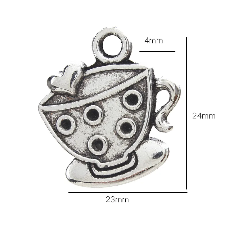 10 шт./лот подвески в форме чашки сердца античная тонна резная подвеска чашка кофе