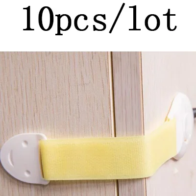 10pcs yellow Ящики для дверей шкафа, холодильник, туалет, замки безопасности для детей, пластиковые замки для детей, ремни для защиты младенцев - Цвет: 10pcs yellow