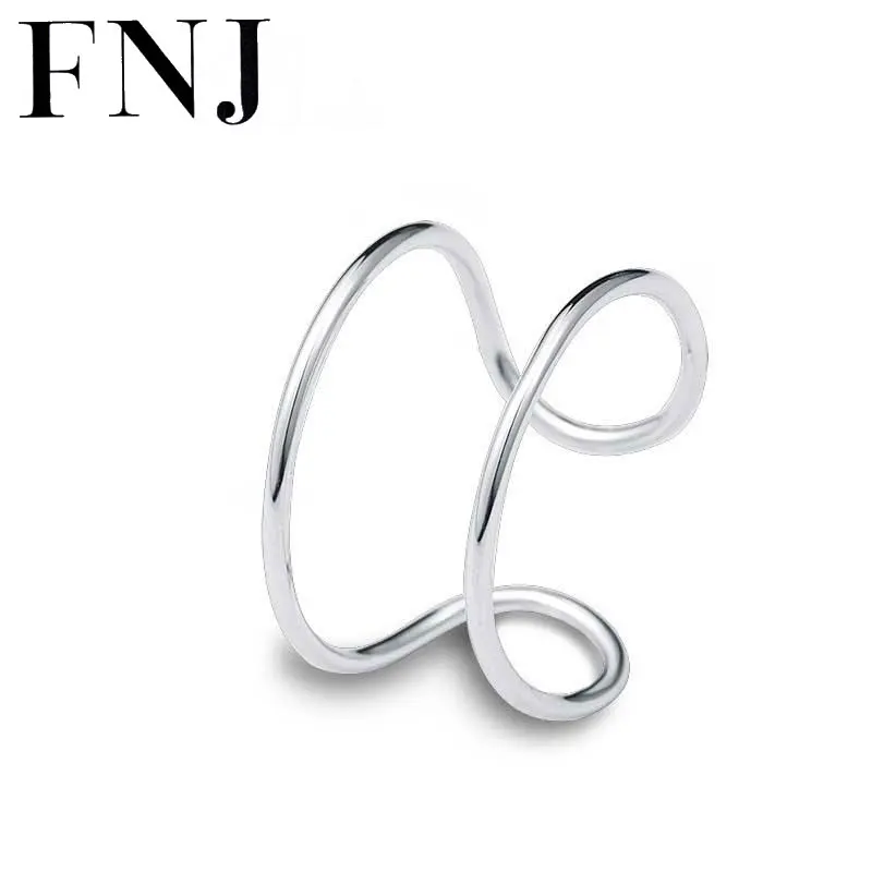 Женское кольцо из серебра 925 пробы FNJ простое регулируемого размера 100% ювелирное