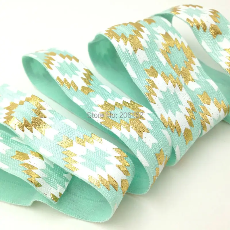 New Arrival High Quality Foil Fold Over Elastic Webbing FOE Elastic Ribbon for DIY Headwear Hair Accessories 100Y/Lot Aqua Color