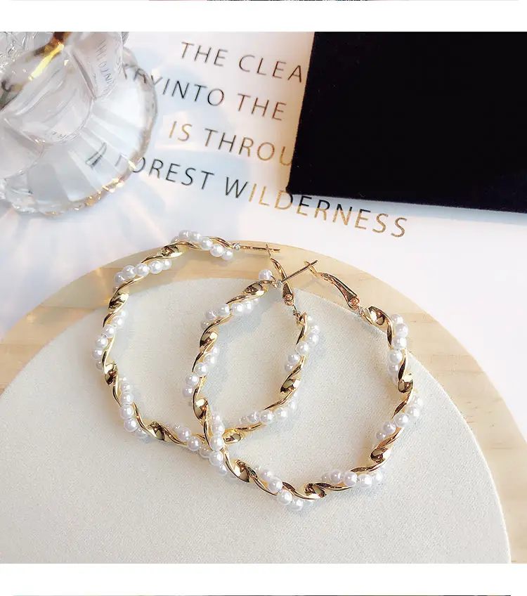 New Arrival Fashion Classic Metal Round Women Korean Personality Simple Circle Pearl Earrings For Female Jewelry | Украшения и