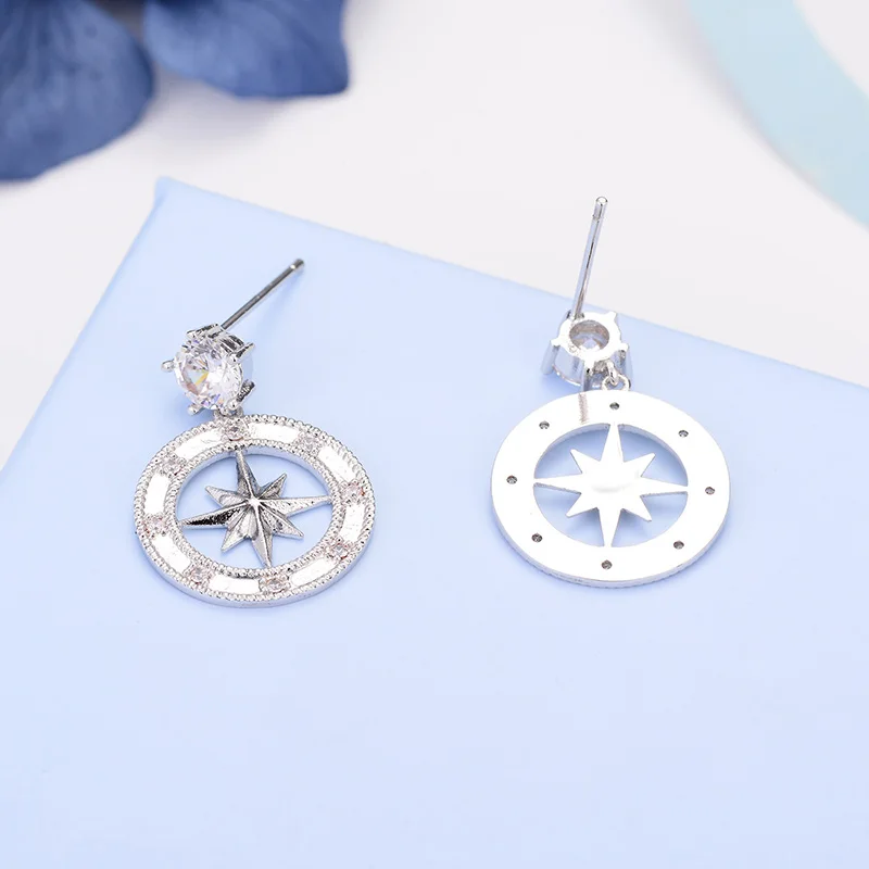 Серьги подвески женские медные в стиле ретро с фианитами|Серьги-подвески| |