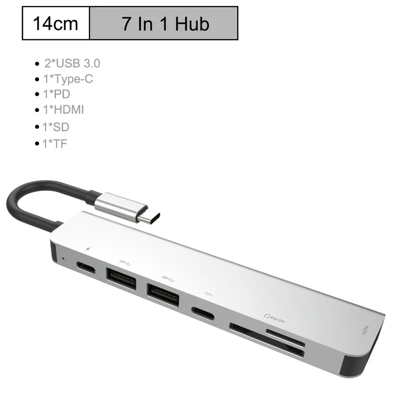 Multi USB C HUB to HUB USB 3.0 HDMI 4K /SD/TF Card Reader/ PD charging Audio /RJ45 Adapter for MacBook Pro type c usb splitter