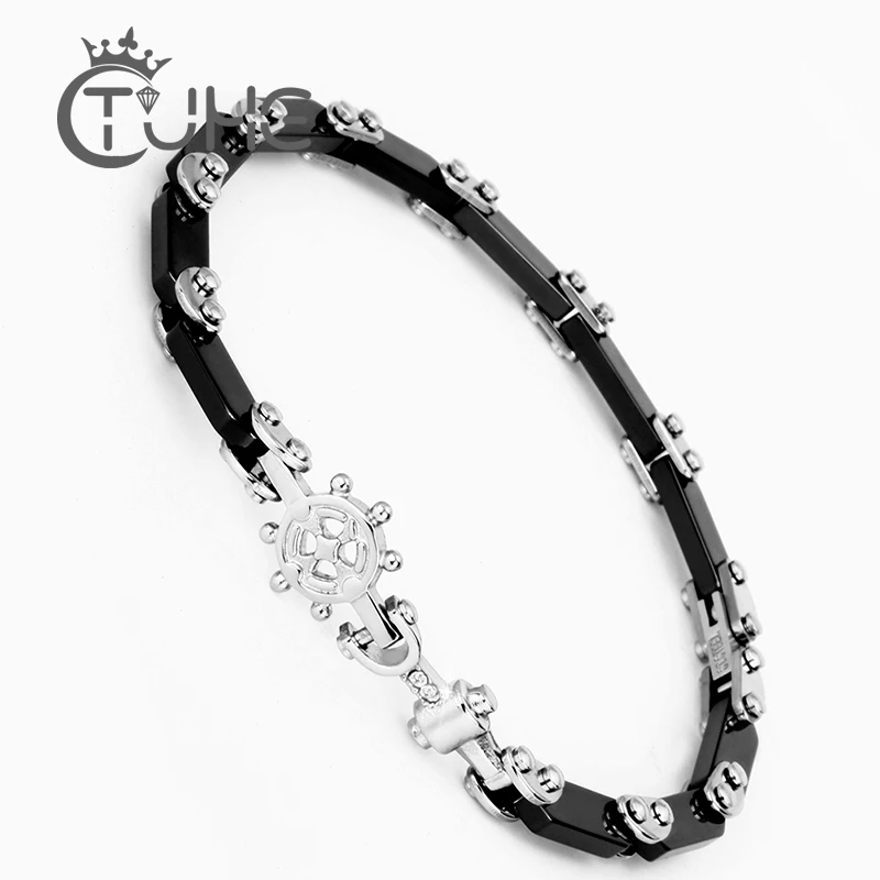 Женский браслет на руль керамический якорь черно белый с навигацией|bangles for