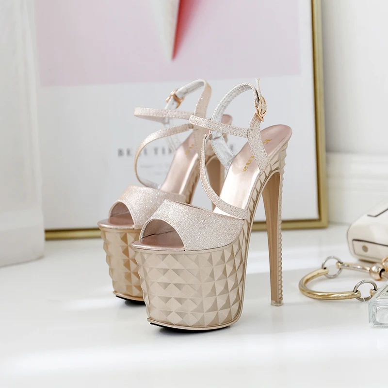 

Fashion Waterproof Platform High Heels Women's Shoes 2020 Models Elegant Stiletto Sandals Sexy Nightclub Ladies Banquet Shoes
