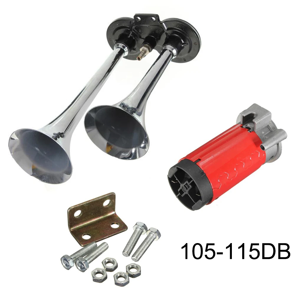 

105-115DB Nice price and high quality the car air pump Horn/pumps trumpet 12V double barrel plating of motorcycle air horns