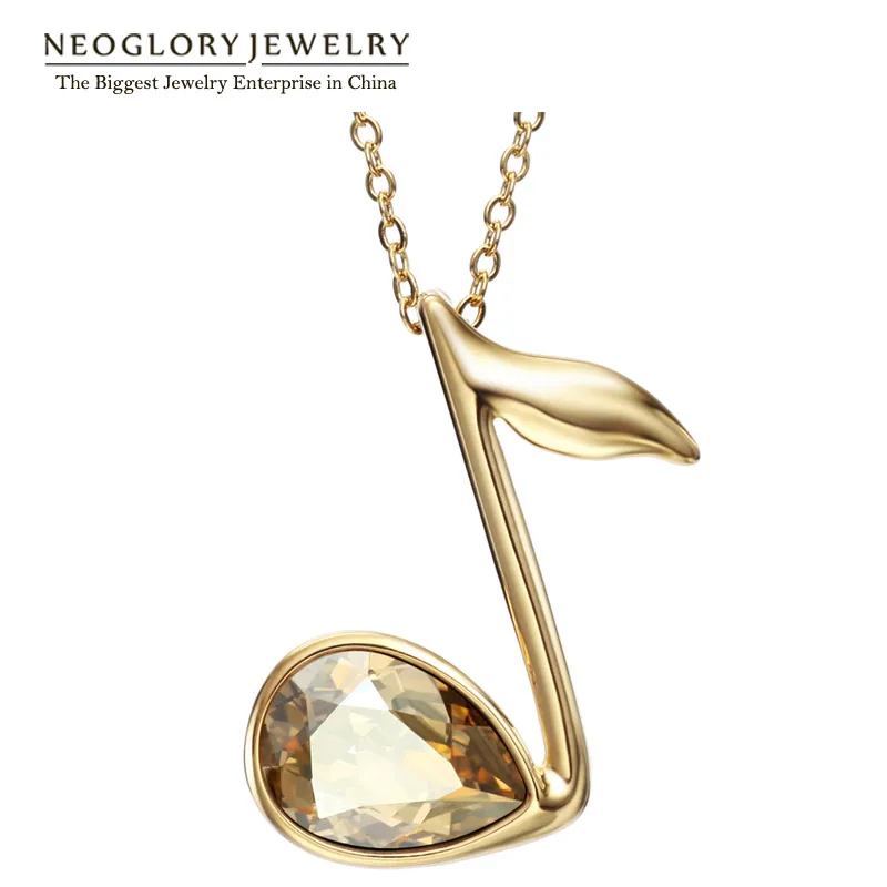 Neoglory светильник с австрийским кристаллом желтое золото подвеска музыкальные