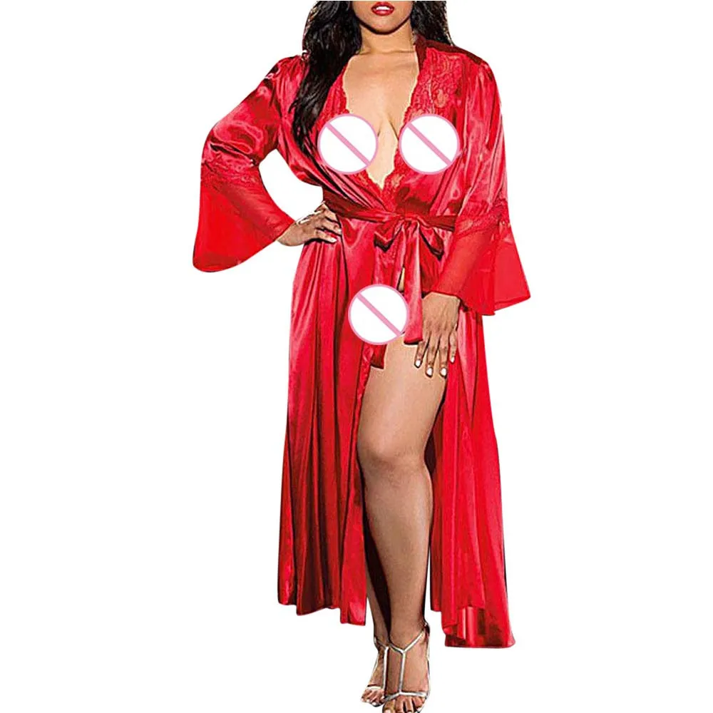 Snowshine YLW женское сексуальное длинное шелковое кимоно халат Babydoll кружевное белье Банный халат