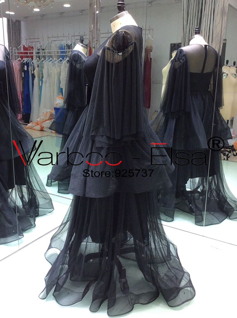 VARBOO_ELSA robe de soiree черное вечернее платье из тюля с бантом большого размера круглым