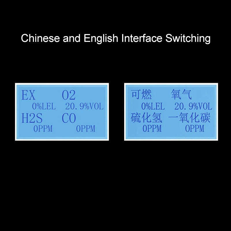 

Multifunctional O2 H2S CO Combustible EX Carbon Monoxide Oxygen Gas Detector Flammable Monitor English Version