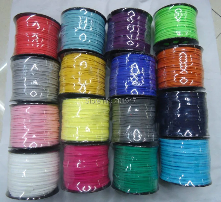 

U Pick! 100yards/ Roll/Color/Lot Faux Suede Velvet Leather Cord+3mm X 2mm DIY Jewelry Bracelet Necklace Rope String Accessories