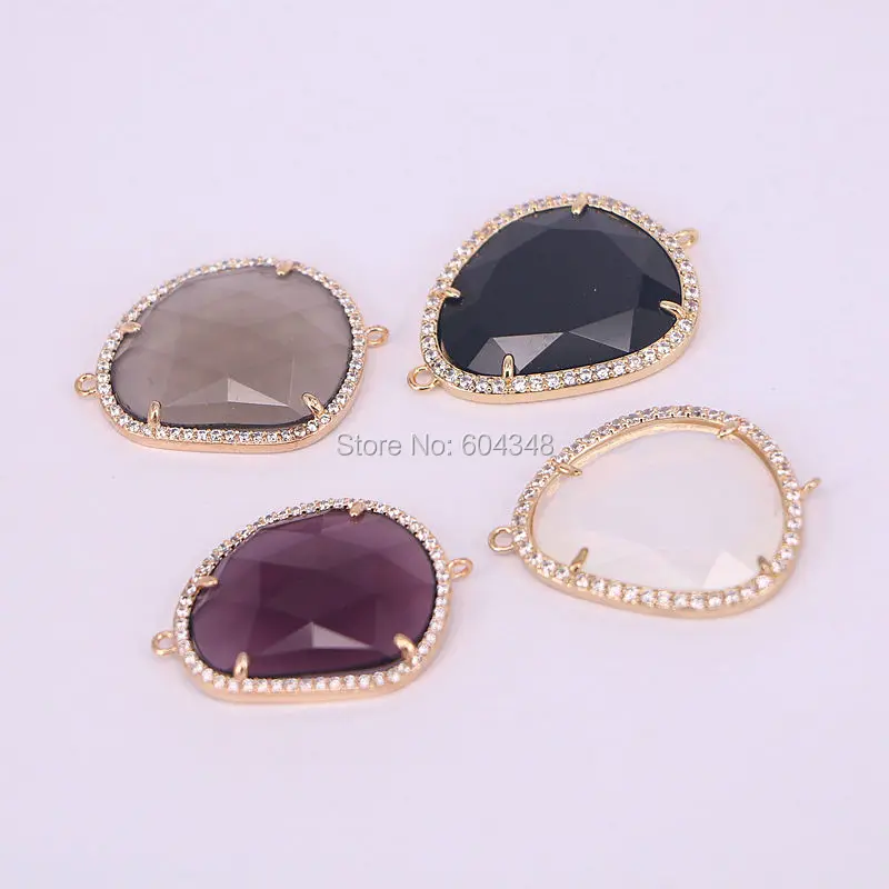 10 шт. смешанные цветные стеклянные камни в форме подвески ограненные хрустальные