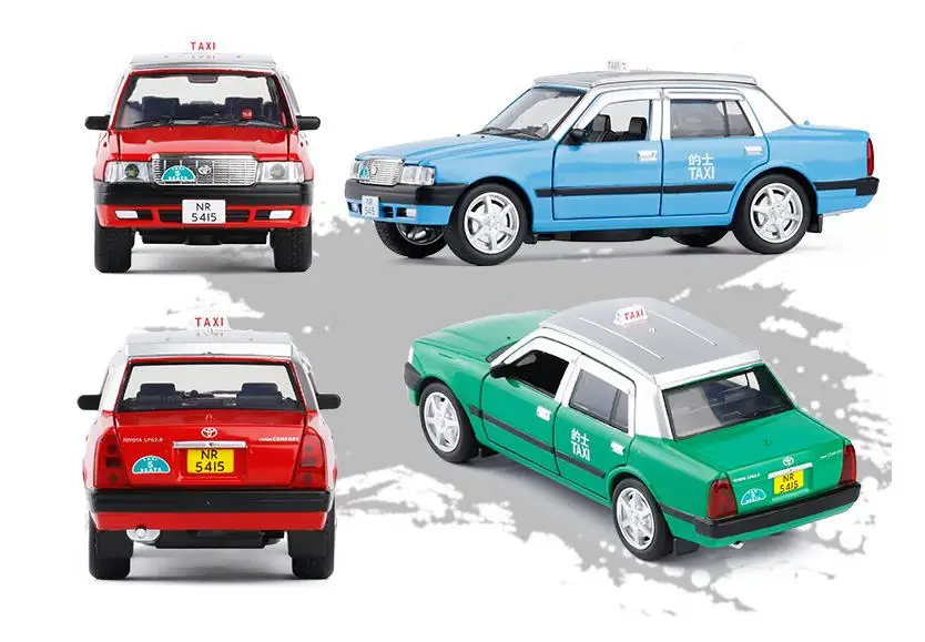 Высокая моделирования Гонконга Toyota модель такси, 1:32 Масштаб сплава оттяните назад Модель игрушечные машинки, 6 открытой двери