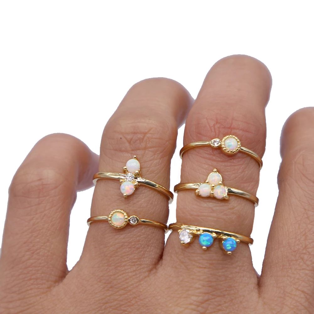 Прямая поставка Белый огненный опал CZ ювелирные изделия женские опаловые кольца