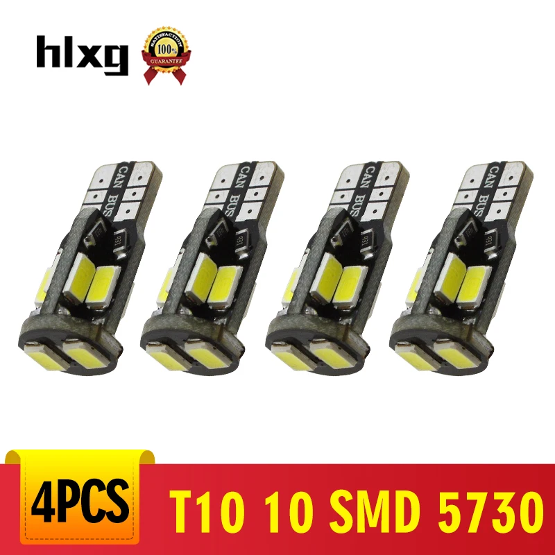 Hlxg 4 шт. T10 светодиодный лампы белого цвета 168 501 W5W светильник танкетке 10 SMD 5730