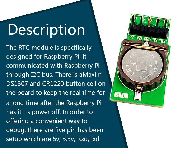 JunRoc Raspberry Pi RTC модуль DS1307 IO Pin совместим с Raspberry Pi 3B Pi 3B