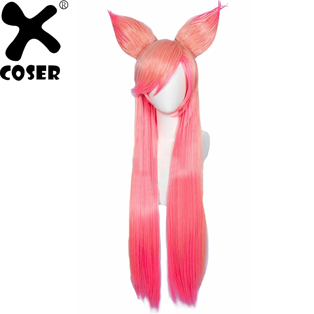 XCOSER игра косплей Ahri розовый длинные прямые волосы для женщин Красивые вечерние