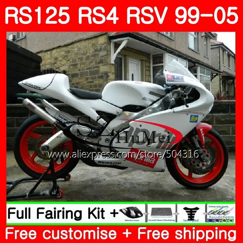 No. 1 Глянцевый белый корпус для Aprilia RS 125 1999 2000 2001 2002 2003 2005 84SH8 RS4 RS-125 RSV125 RS125 99 00 01 02 03 04 05 обтекатели - Цвет: No. 1
