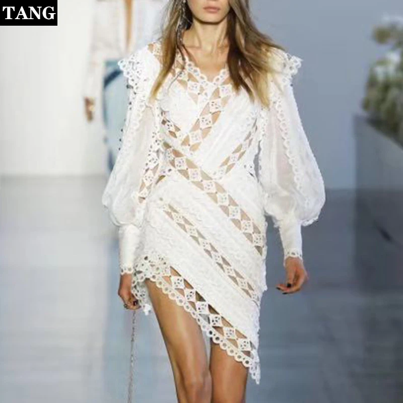 Tang дизайнерское подиумное платье 2019 летнее женское кружевное с длинными