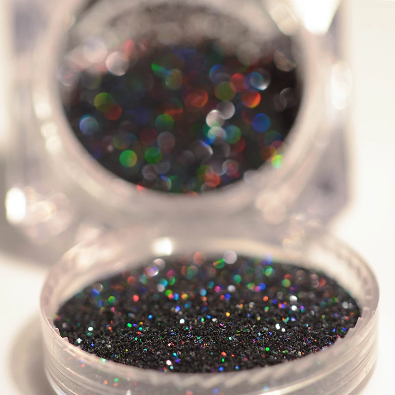 2g голографический блестящий для ногтей порошок черный лазер великолепный