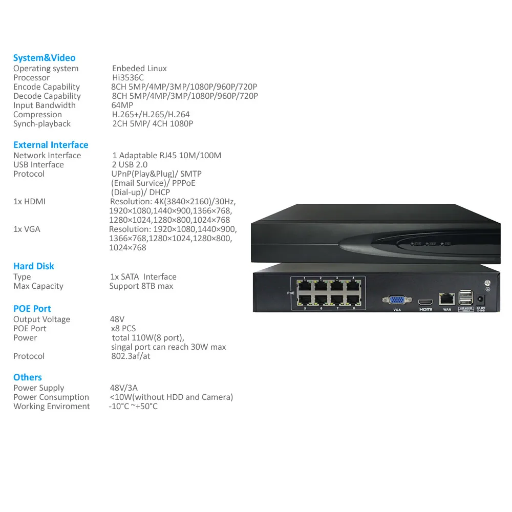 Камера видеонаблюдения H.265 4CH 5 Мп IP NVR 48 В с функцией ночного видения Ethernet|5mp ip camera|ip