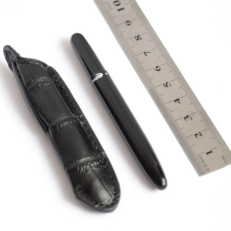 Мини ручка из крокодила черная Шариковая + сумка NEAT CONVIENCE 9 см|roller ball pen|ball penpen black |