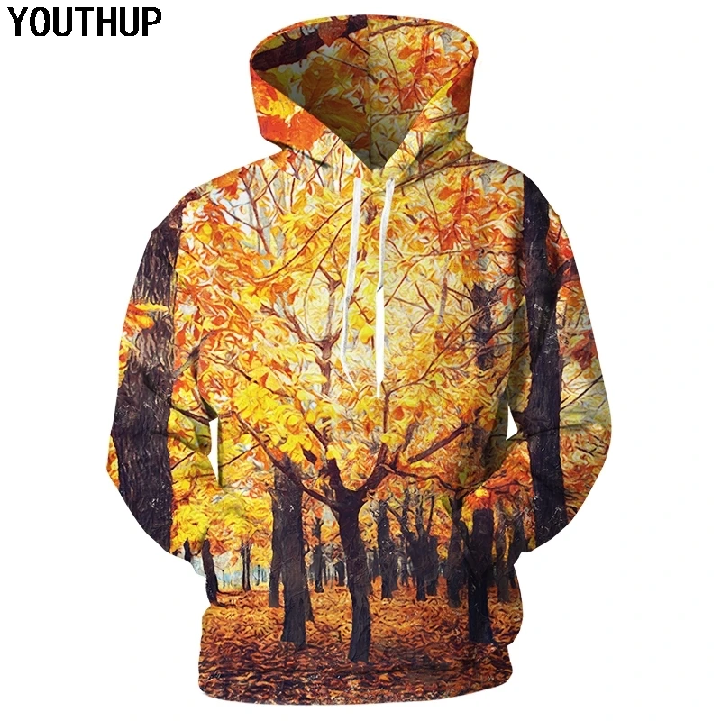 3d толстовки YOUTHUP с капюшоном принтом в виде пейзажа и деревьев мужские женские