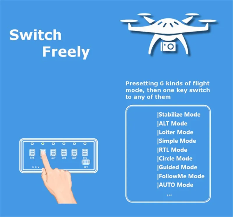 X-ROCK 6CH переключатель режима полета для APM Pix Pixhawk Pixhack Поддержка Futaba Frsky Saitek