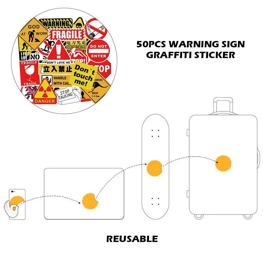 50 шт. предупредительный знак граффити наклейка не повторяющийся авто мотоцикл