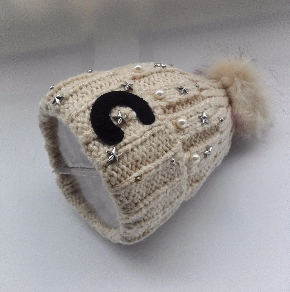 Женские вязаные шапки C буквами Повседневные на флисе с заклепками|beanie women|knitted