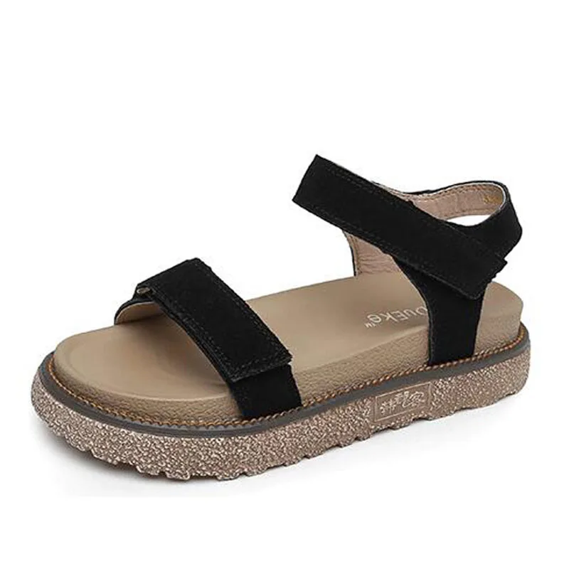 Сандалии женские на платформе уличные босоножки из экокожи липучке повседневная