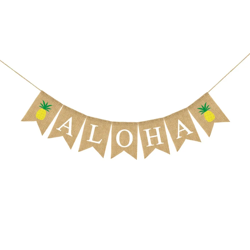 Гавайская джутовая гирлянда Luau Aloha флажки тропические летние пляжные украшения