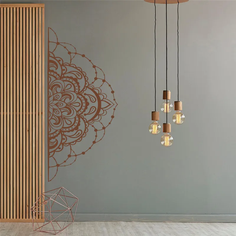 Настенная Наклейка в богемном стиле с изображением полумандалы цветов съемные