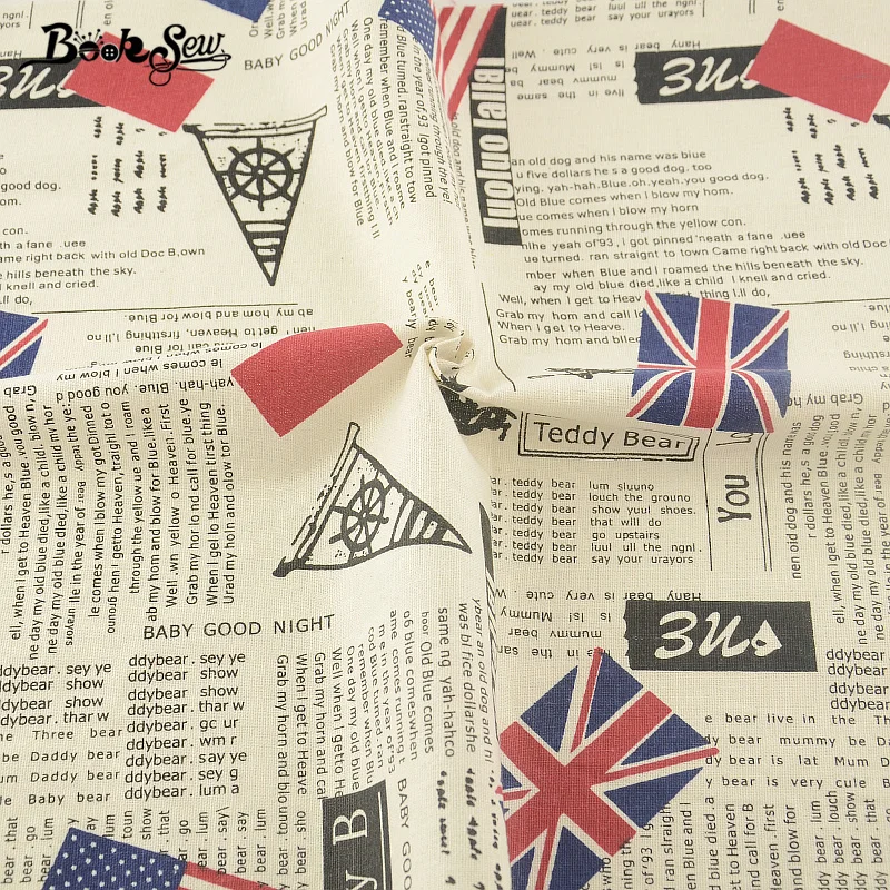 Booksew хлопок белье Ткань печатных газеты. Стиль Текстиль для дома Вышивание