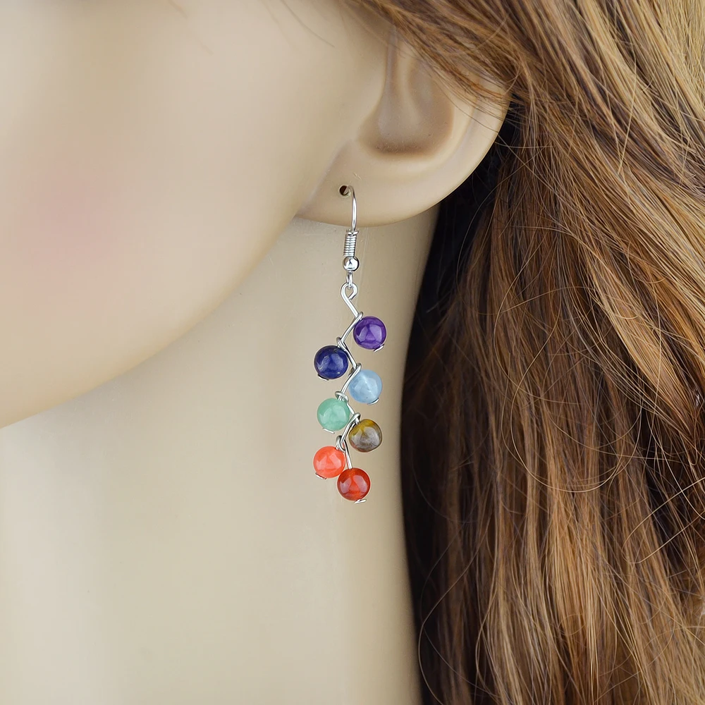 Joywish Boho Серьги серебро Цвет с ful Бусины Кристалл Геометрическая Форма Висячие