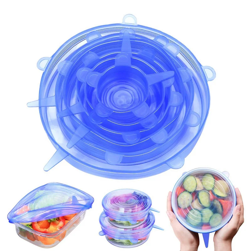 6 шт. Мягкая силиконовая крышка Универсальная пищевая плёнка чаша горшок