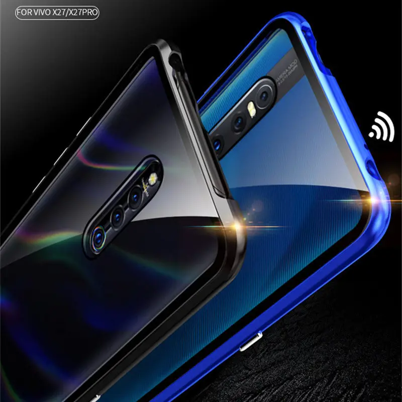 Роскошная Магнитная Крышка для Vivo X27 Pro iQOO X23 металлический бампер передняя +