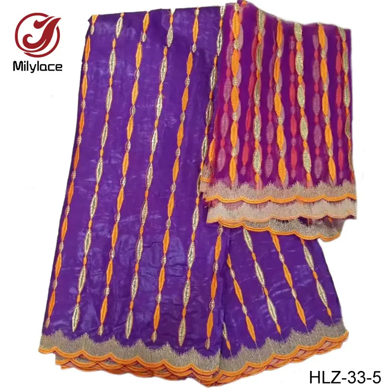 Новый шаблон африканская Базен хлопчатобумажная ткань 2 ярдов Тюль украшено