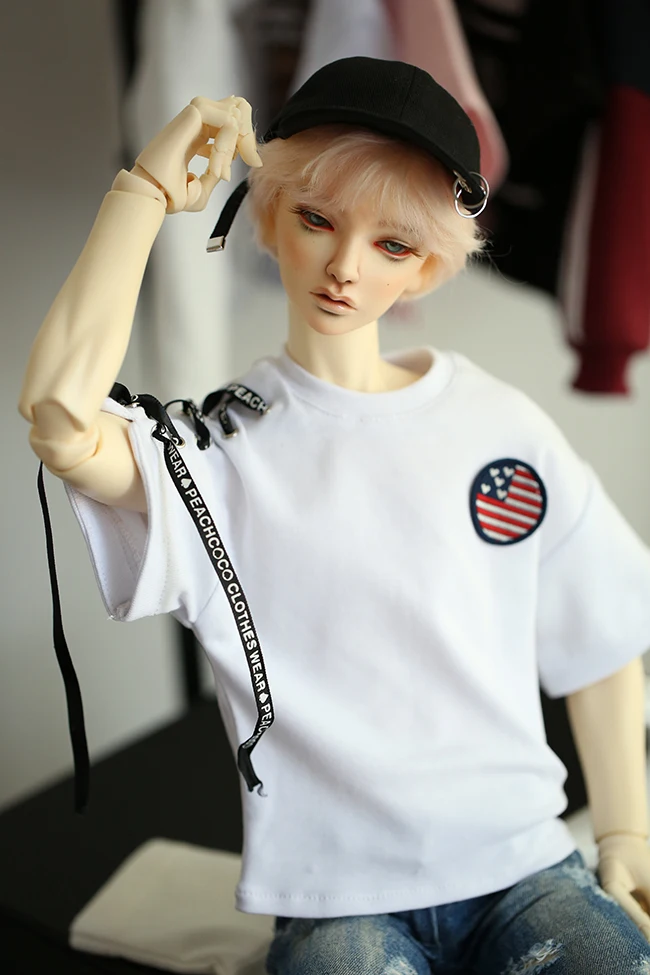 

BJD doll shirt white short sleeves T-shirt with picture printing for 1/3 BJD DD SD Uncle doll clothes accessories
