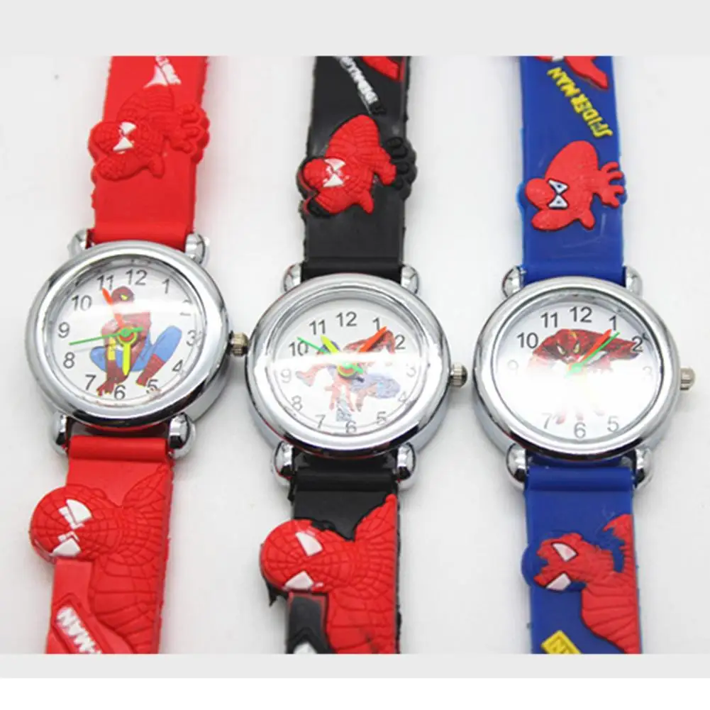 Детские часы с 3D резиновым ремешком и рисунком Человека паука модные детские